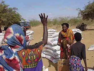 De verdeling van Amerikaanse hulpgoederen.