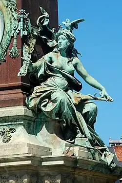 De Stadsmagistratuur, 1897, détail van de Obelisk Anspach, Brussel.