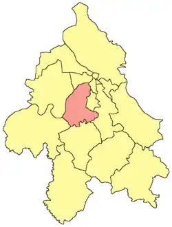 Locatie van de gemeente Čukarica in Belgrado