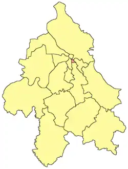 Locatie van de gemeente Vračar in Belgrado