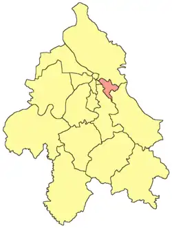 Locatie van de gemeente Zvezdara in Belgrado