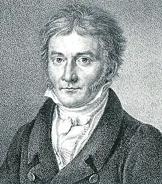 Portret van Gauss gepubliceerd in de Astronomische Nachrichten in 1828