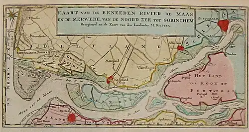 Scheur in 1769 tussen het eiland Rozenburg en Delfland