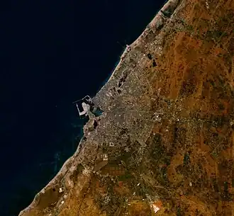 Satellietfoto van Benghazi, gemaakt door NASA Landsat op een hoogte van 32.600 m