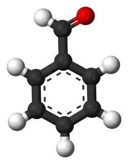 Molecuulmodel van benzaldehyde