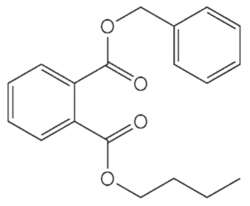 Structuurformule van benzylbutylftalaat