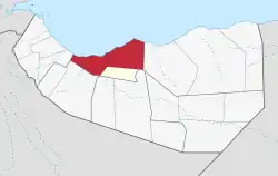 De locatie van het district Berbera