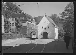 Motorwagen 119 op lijn 2 naar Fridalen; tussen 1948 en 1951.