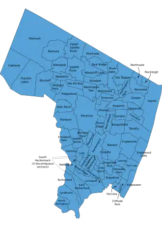 Kaart van Bergen County