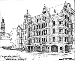 Door H.P. Berlage en H. Bonda ontworpen huizen aan de Raadhuisstraat.