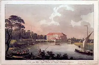 Slot Bellevue op een schilderij van Carl Benjamin Schwarz (1797)