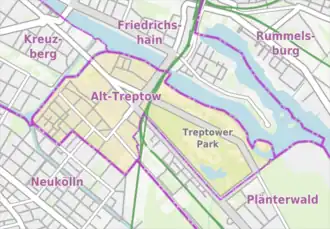Kaart van Alt-Treptow