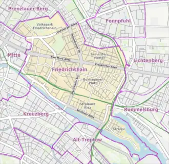 Kaart van Friedrichshain