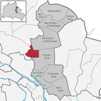 Ligging van Fennpfuhl in het district Lichtenberg