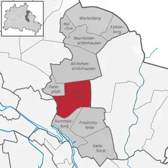 Ligging van Lichtenberg in het district Lichtenberg