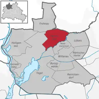 Ligging van Hermsdorf in het district Reinickendorf