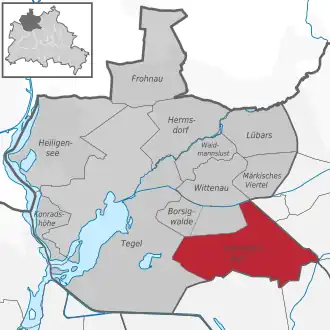 Ligging van Reinickendorf in het district Reinickendorf