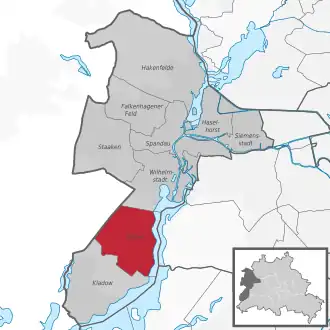 Ligging van Gatow in het district Spandau