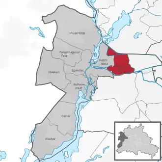 Ligging van Siemensstadt in het district Spandau