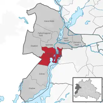 Ligging van Wilhelmstadt in het district Spandau
