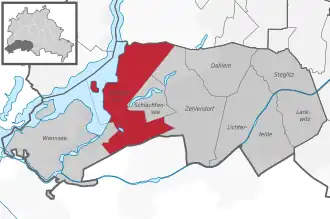 Ligging van Nikolassee in het district Steglitz-Zehlendorf