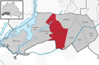 Ligging van Zehlendorf in het district Steglitz-Zehlendorf