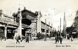 Buitenaanzicht van het station aan het begin van de 20e eeuw