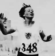 Bets ter Horst in actie in haar serie op de 100 m tijdens de OS van 1928 in Amsterdam.