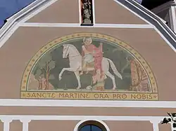 Sint Maarten op de westgevel van de abdijkerk in Beuron, 1899-1900