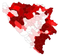 De verspreiding van de Serviërs in Bosnië en Herzegovina (2013)