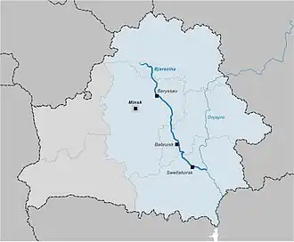 Het verloop van de Berezina in Wit-Rusland