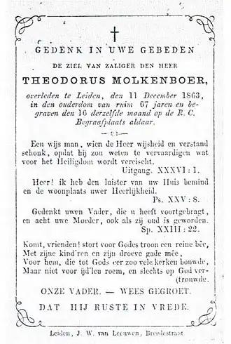 Bidprentje Theodorus Molkenboer