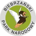 Het logo van N.P. Biebrza, met daarop een kemphaan (Philomachus pugnax) afgebeeld.