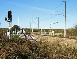Aansluiting Beautot, links de overwoekerde sporen van het raccordement van Clères