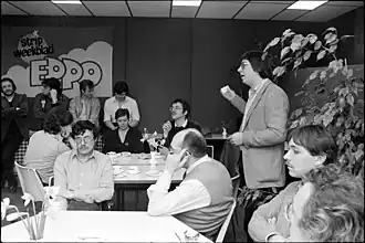 Bijeenkomst Eppo tekenaars bij VNU, A'dam 1982