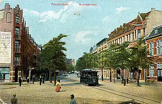 De Bilderdijkstraat omstreeks 1905 met tramlijn 3