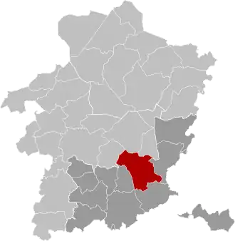 ligging binnen het arrondissement Tongeren in de provincie Limburg