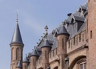 Zijgevel van de Ridderzaal op het Binnenhof in Den Haag