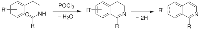 Reactieverloop van de Bischler-Napieralski-isochinolinesynthese.