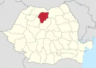 Locatie van district Bistrița-Năsăud in Roemenië