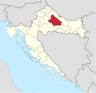Locatie van provincie Bjelovar-Bilogora in Kroatië