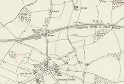 Het station en omgeving op de stafkaart uit 1923.