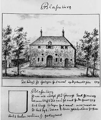Blasenburg in 1729, anonieme tekening in museum Flehite