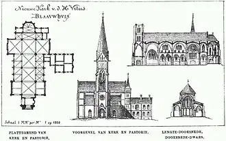 Tekeningen van de Sint-Vituskerk uit 1877