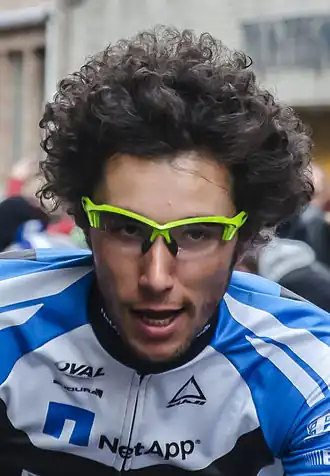 Blaž Jarc bij de start van de Ronde van Vlaanderen 2014 in Brugge.