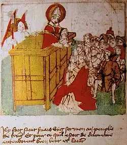 Sint-Servaas predikt te Tongeren in het Grieks, maar wordt door iedereen verstaan