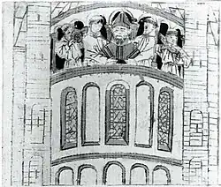 Toning tijdens de heiligdomsvaart (Blokboek van Sint-Servaas, ca. 1460)