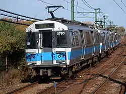 Een metro van de Blue Line