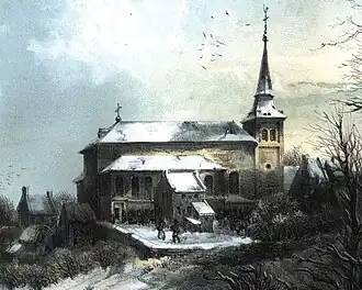 De kerk omstreeks 1850