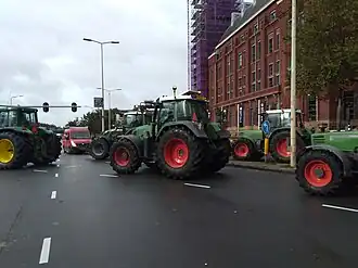 Tractoren in het centrum van Den Haag tijdens de door Agractie georganiseerde demonstratie op 1 oktober 2019